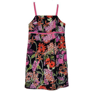 Lilly Pulitzer Black Floral Market Girl's Dress 12